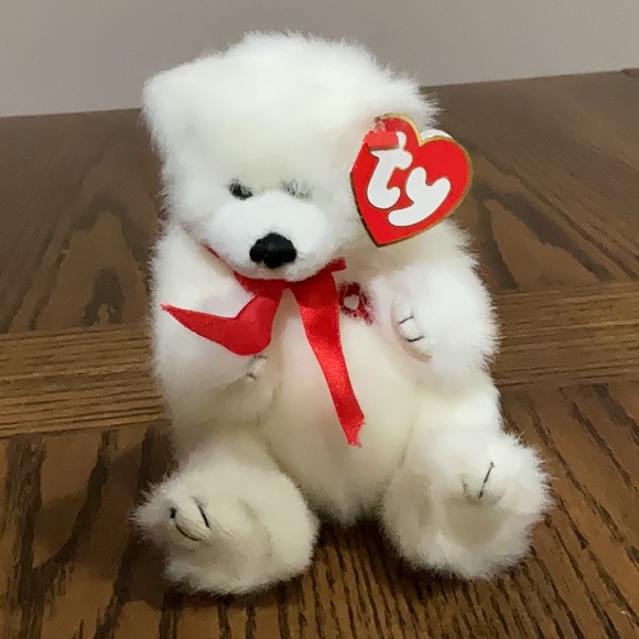 Ty Amore white with red embroidered “I♥️U”on chest collectible Valentine 💘 bear - Picture 2 of 13